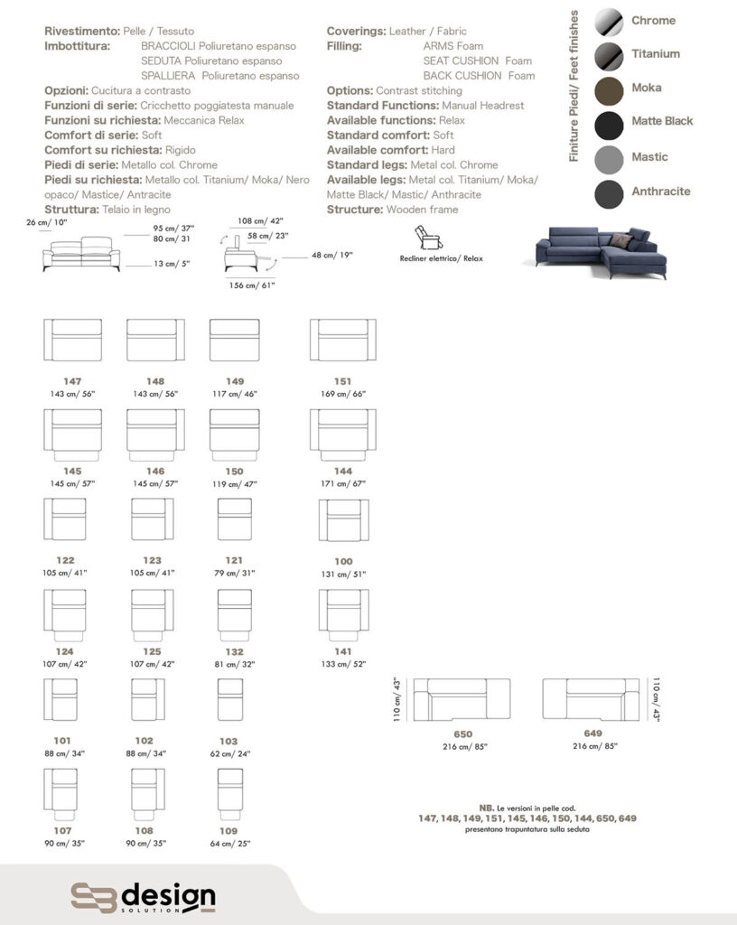 scheda tecnica divano marx sb design
